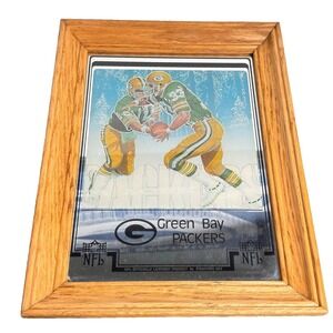 Vintage Stamford Art Green Bay Packers Mirror Framed Wood NFL Official 14x11